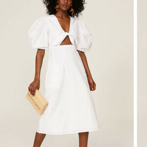 Rhode White Prairie Midi Dress SIZE 6 Cottage Cotton Cutout Vacation Party $475